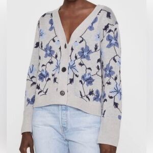 Club Monaco Floral Cardigan - Blue and Gray